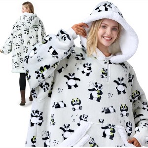 Joyfy Wearable Blanket Hoodie for Kids Adults, Christmas Oversized Flannel Fleece Sweatshirt Blanket, Cozy Blanket Birthday Gift for Family Girls Boys - 1 of 4
