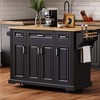 Whisen 54 inch Large Kitchen Island with Rubber Wood Drop Leaf, Embossed Texture Rolling Kitchen Cart - 2 of 4