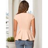 INSPIRE CHIC Women's Elegant Round Neck Cap Sleeve Solid Color Peplum Blouses - 4 of 4