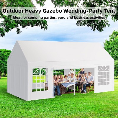Heavy Duty Party Tent - Commercial Canopy with Removable Sidewalls & Church Windows, for Weddings, Banquets & BBQ Events
