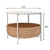 happimess Carly Modern Coastal Round Acacia Wood/Water Hyacinth Coffee Table with Storage Basket - 3 of 4