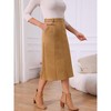 INSPIRE CHIC Women's Faux Suede Elastic High Waist A-line With Pockets Midi Skirt - 3 of 4