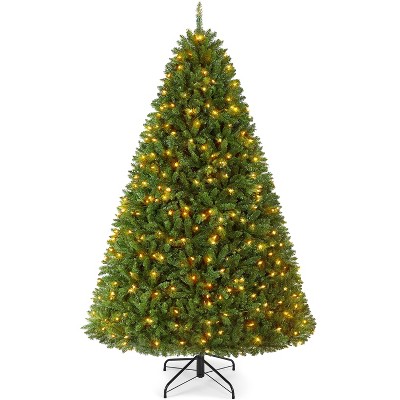 Yaheetech 6Ft/7.5Ft Pre-lit Ultra-Thick Artificial Christmas Tree Hinged Spruce Holiday Decoration