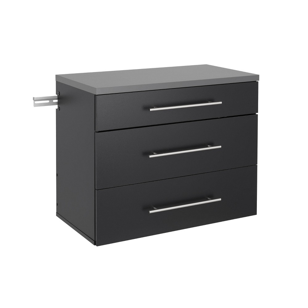 Photos - Wardrobe Hangups 3 Drawer Base Storage Cabinet Black - Prepac: Laminated Wood Compo