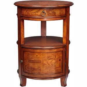 Kensington Hill Kendall Vintage Wood Round Accent Table 20" Wide with Drawer and Shelf Cherry Curved Legs for Living Room Bedroom Bedside Entryway - 1 of 4