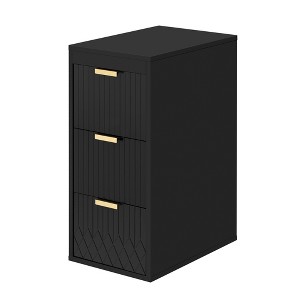 Kumasinova Wall-Mounted Floating Narrow Cabinet with Drawer,12" Side Bathroom Storage Cabinet with Decorative Lines,Bathroom Organizers and Storage - 1 of 4
