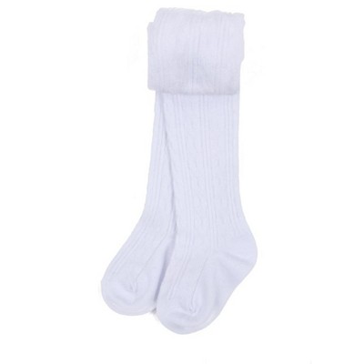 Leveret Girls Neutral Solid Color Cable Knit Tights