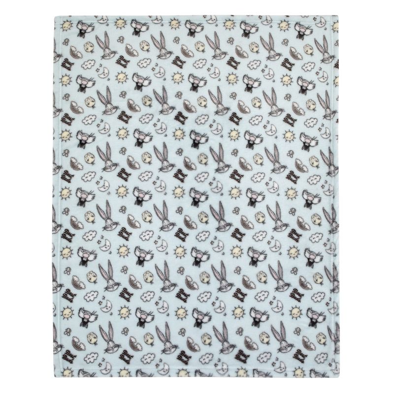 Warner Brothers Looney Tunes Best Buds Pastel Blue, Yellow, and White Bugs Bunny, Tweety, and Sylvester the Cat Super Soft Baby Blanket, 2 of 5