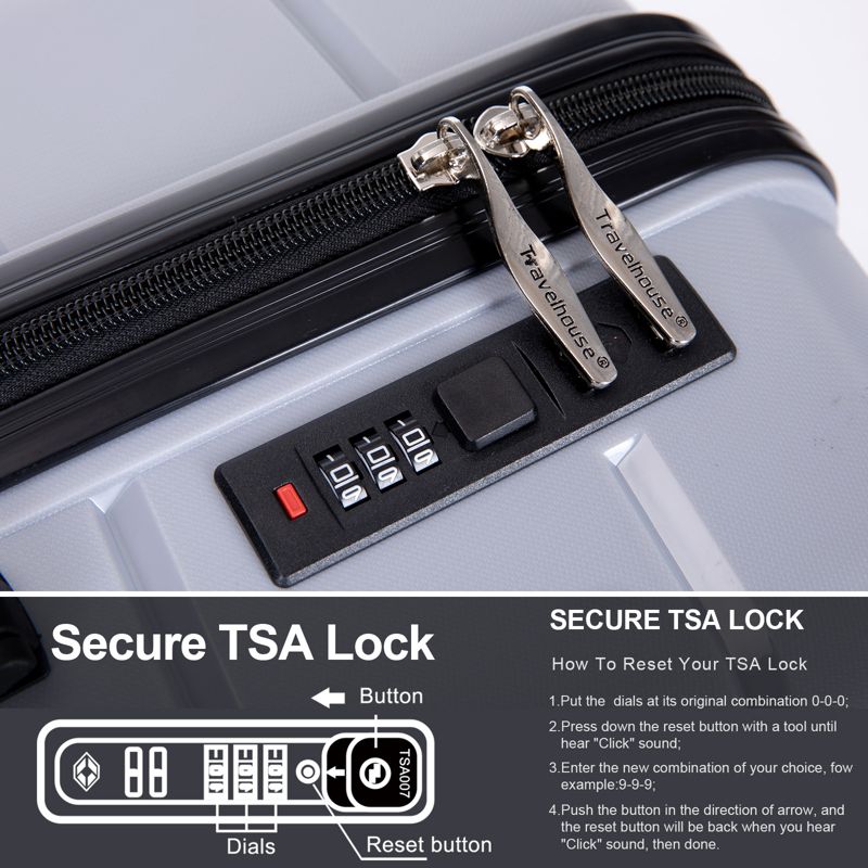 3 PCS Hardshell Luggage Set, ABS Lightweight Spinner Suitcase with TSA Lock (20/24/28)-ModernLuxe, 4 of 14