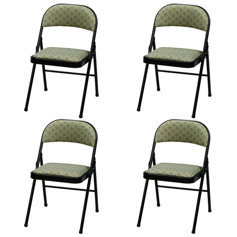 MECO Sudden Comfort Deluxe Zuni Fabric Padded Folding Chair with Steel Frame and Fully Contoured Backrest for Indoor Outdoor Use, Black (Set of 4), 1 of 7