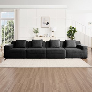 VASIP Modular Boneless Cloud Sofa 4-Seater with Deep Seat Sectional Couch and  Pillows,Corduroy Fabric for Large Living Room,Camel - 1 of 4