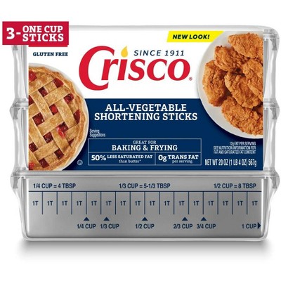 Crisco All-Vegetable Shortening Sticks, 20 oz, 3 One-Cup Sticks (Pack of 2)