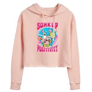 Women's - SpongeBob SquarePants - Soak Up Positivity Cropped Graphic Hoodie - 1 of 4