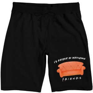 Friends TV I'd Rather Be Watching Friends Men's Black Sleep Pajama Shorts - 1 of 4
