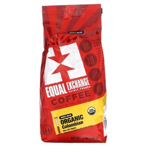Equal Exchange Organic Coffee, Colombian, Whole Bean, Full City Roast, 12 oz (340 g) - 1 of 2