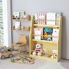 Okak Wood Shelves, Storage Shelves with 3 Tiers, Small Bookcase for Books and CDs, Storage Organizer for Living Room, Bedroom, Office, Natural - 3 of 4