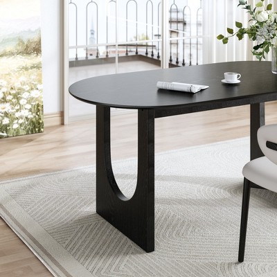 Wooakway 30" H Multi-Purpose Wood Table Sturdy Dual Pedestal Base Fits Kitchen/Office/Gaming Rooms (Black/Walnut/Natural)