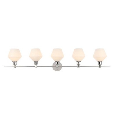 Elegant Lighting Gene 5 light Chrome and Frosted white glass Wall sconce