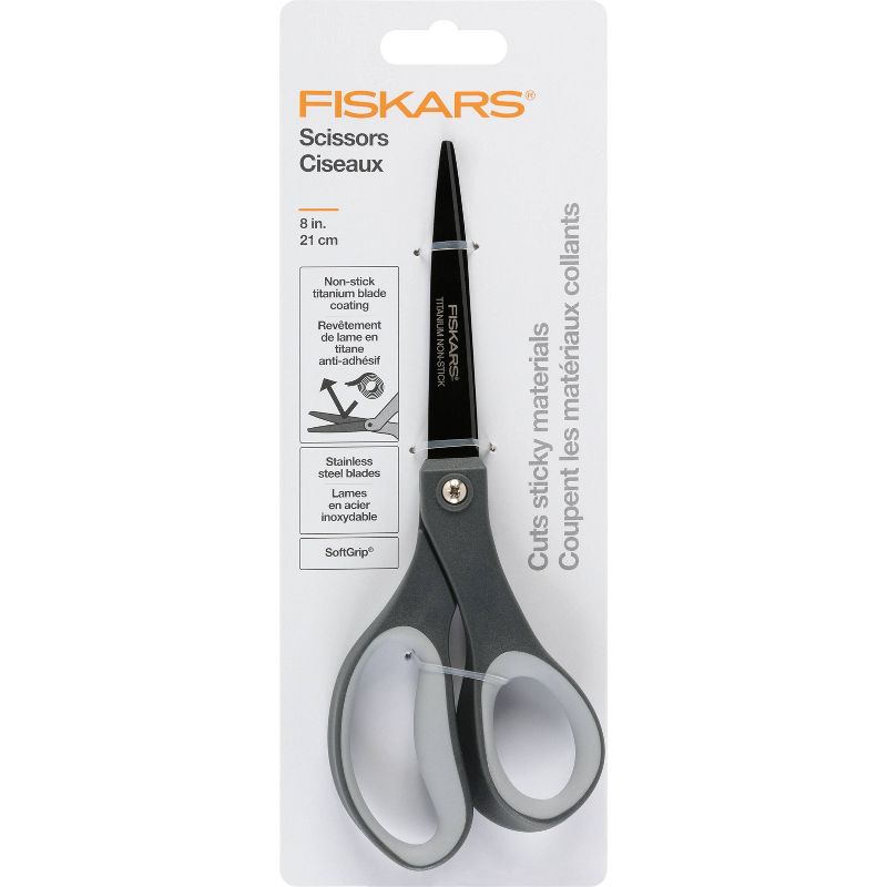 Fiskars 8&#34; Performance Softgrip Non-Stick Titanium Fashion Scissors Black/Gray, 2 of 4