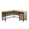 Gulches Brown L-Shaped Desk Large Surface, Storage and File Drawer (Smooth Slides), Durable Metal Frame - 4 of 4