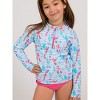 RuffleButts Baby/Toddler Girls UPF50+ Long Sleeve Zipper Rash Guard 2-Piece - 3 of 4
