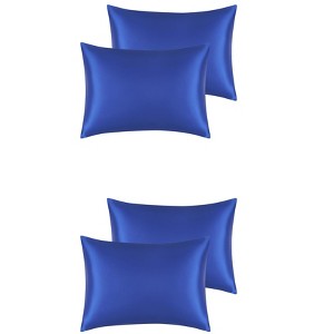Unique Bargains Standard Breathable Satin Solid Envelope Closure Pillowcase 4 Pcs - 1 of 4