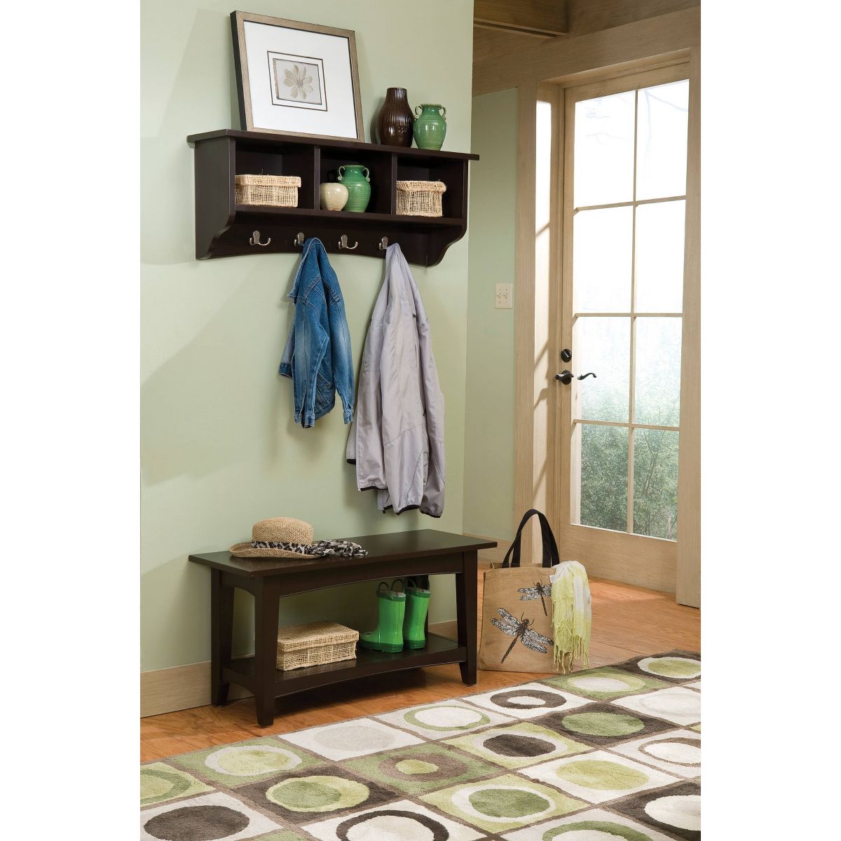 Shaker Cottage Storage Coat Hook with Bench Set - Alaterre Furniture - thumbnail 6