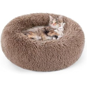 rabbitgoo Cat Beds for Indoor, 20 inches Machine Washablelush Donut Cuddler Cushion Self Warming for Small Dogs Kittens, Light Brown, Medium - 1 of 1
