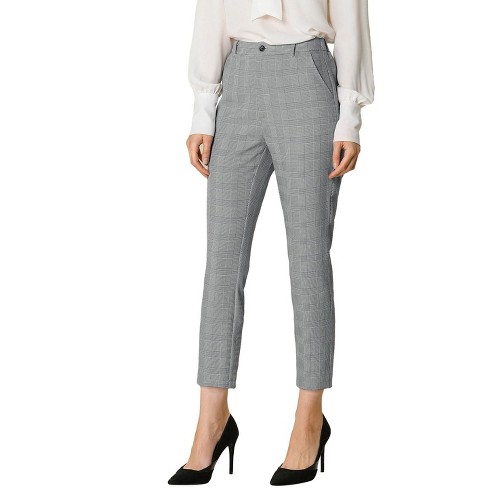 Allegra K Women's Plaid High Waist Elastic Back Office Work Ankle Pants :  Target