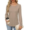 Long Sleeve Shirts For Women Fall Fashion 2025 Womens Tunic Tops Pleated Crew Neck Puff Sleeve Blouses Dressy Casual - 3 of 4