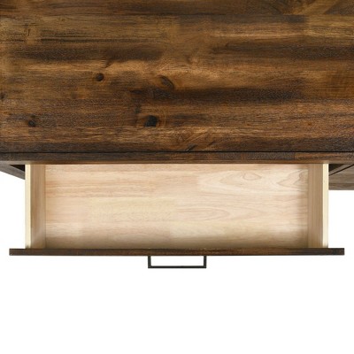 Chestnut Rustic 6-Drawer Dresser with Black Pulls