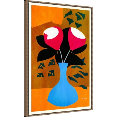 Large Beaded Framed Abstract Botanic Canvas Wall Art