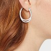 Sterling Silver Posts With Silver Plated Crystal Click Top Hoop Earrings - A New Day™ Silver: Nickel-Free Metal, Statement Design - 2 of 3
