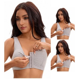 INSPIRE CHIC Women's Front Closure Adjustable Strap Wirefree Full Coverage Soft Workout Bras 3 Packs - 1 of 4