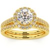 Pompeii3 F/VS 1.50Ct Halo Diamond Engagement Wedding Ring Set 14k Gold Lab Created - 4 of 4