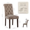 Set of 2 Tufted Upholstered Dining Chairs with High Back and Wood Legs, Fabric Parsons Side Chairs for Kitchen or Dining Room - 3 of 4