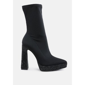 Kasuti Lycra Rhinestone Detail Ankle Boots Women - 1 of 4