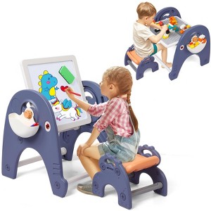 Easel for Kids, Toddler Easel with Building Block Table, Kids Standing Art Easel with Painting Accessories - 1 of 4