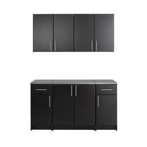 64" Elite with 5 Storage Cabinet Set Black - Prepac: Laminated Wood, Wall Mountable, 8 Shelves - 1 of 4