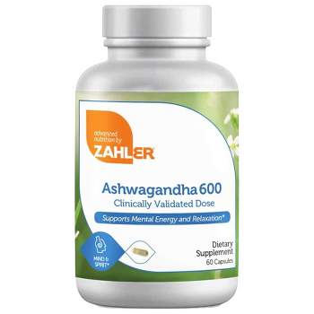Zahler Ashwagandha Capsules, KSM-66 Aswhagandha 600mg Supplement - 60 Capsules