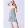 INSPIRE CHIC Women's Chiffon Elastic Waist Ruffle Tiered Flowy Midi Floral Printed Skirts - 3 of 4