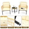 3-Piece Outdoor Patio Bistro Set with Cushions, Resistant PE Wicker, Glass Top Coffee Table, Ideal for Garden, Balcony, Porch, Beige - 3 of 4