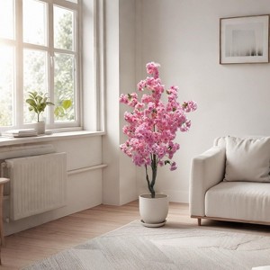 Nasitip Artificial Cherry Blossom Tree,Decorative Faux Cherry Blossom Silk Tree in Pot, Home Corner Decor - 1 of 4