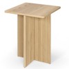 Stead Square Fluted Accent Side Table, Pedestal Drink Table, Modern Home, Bedroom, and Living Room Furniture (Natural Oak) - 4 of 4