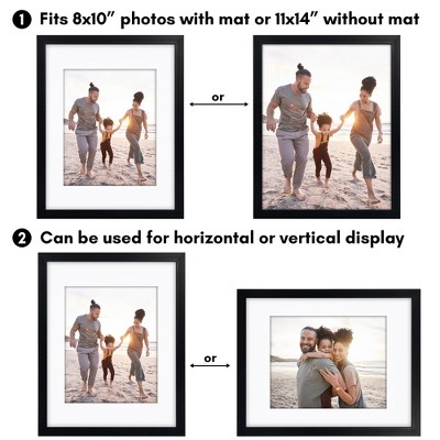 Black 11x14 Gallery-Style Picture Frame with Mat