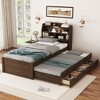 Twin/Full Size Wooden LED Platform Bed with Trundle, Storage Headboard and Drawers 4L - ModernLuxe - 2 of 4