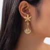 Coastal Charm Drop Earrings - Asymmetric Shell & Starfish Design in Gold for a Relaxed Summer Vibe - 4 of 4