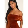 Coolmee Women Elegant Sexy Smocked Off Shoulder High Slit Bodycon Wrap Velvet Dress Cocktail Party Maxi Dress - 2 of 4