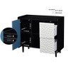 NicBex Modern 1-Door/2-Door  Sideboard,Kitchen Storage Cabinets with 2 Open Storage Compartment and 2 Drawers for Dining Room,Blue White/Red White - 3 of 4