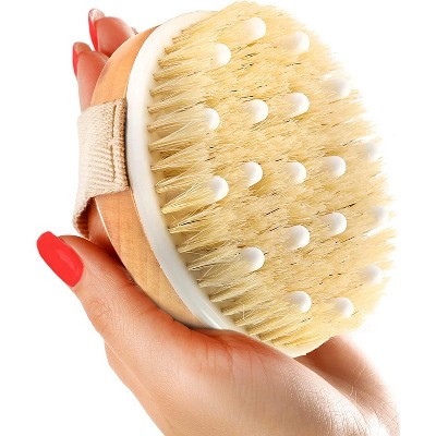 Freedom Goods Dry Body Brush - Reduce Cellulite, Dry Brush for Cellulite and Lymphatic Drainage, Exfoliating Brush with Soft Massage Nodules, Shower Brush Body Scrubber (100% Natural Bristle Brush)